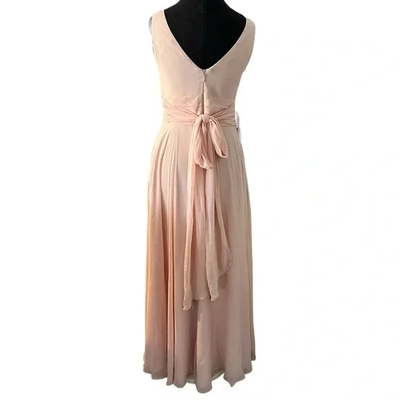 NWT Azazie Pearl Pink Bianca Chiffon Gown Size 6 - Picture 6 of 12